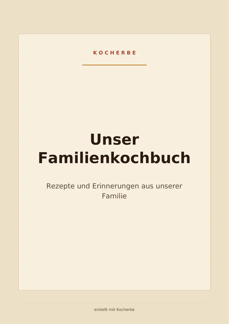 Titelseite eines mit Kocherbe erstellten Familienkochbuchs.